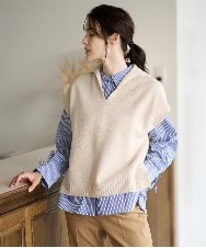 PRFAD33330 CHRISTIAN AUJARD(クリスチャン・オジャール) ホールガーメントニットベスト アイボリー