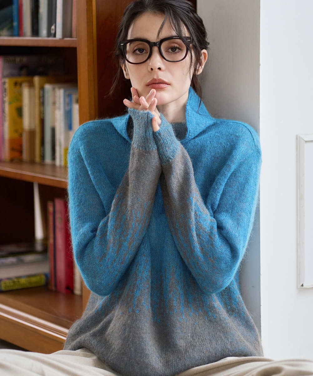 PRFAD41360 CHRISTIAN AUJARD(クリスチャン・オジャール) グラデーションニットプルオーバー ブルー