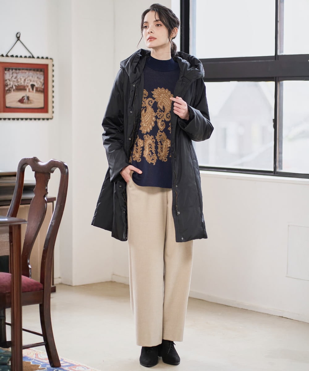 PRFAD45430 CHRISTIAN AUJARD(クリスチャン・オジャール) ペイズリージャガードニット ネイビー×ブラウン