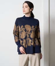 PRFAD45430 CHRISTIAN AUJARD(クリスチャン・オジャール) ペイズリージャガードニット ネイビー×ブラウン