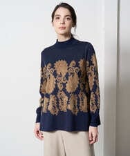 PRFAD45430 CHRISTIAN AUJARD(クリスチャン・オジャール) ペイズリージャガードニット ネイビー×ブラウン