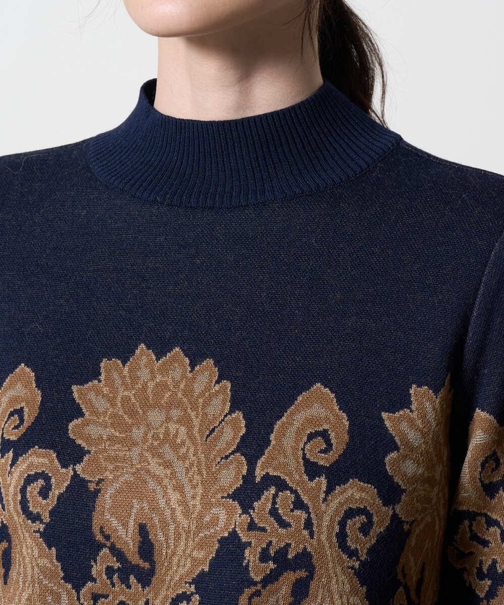 PRFAD45430 CHRISTIAN AUJARD(クリスチャン・オジャール) ペイズリージャガードニット ネイビー×ブラウン