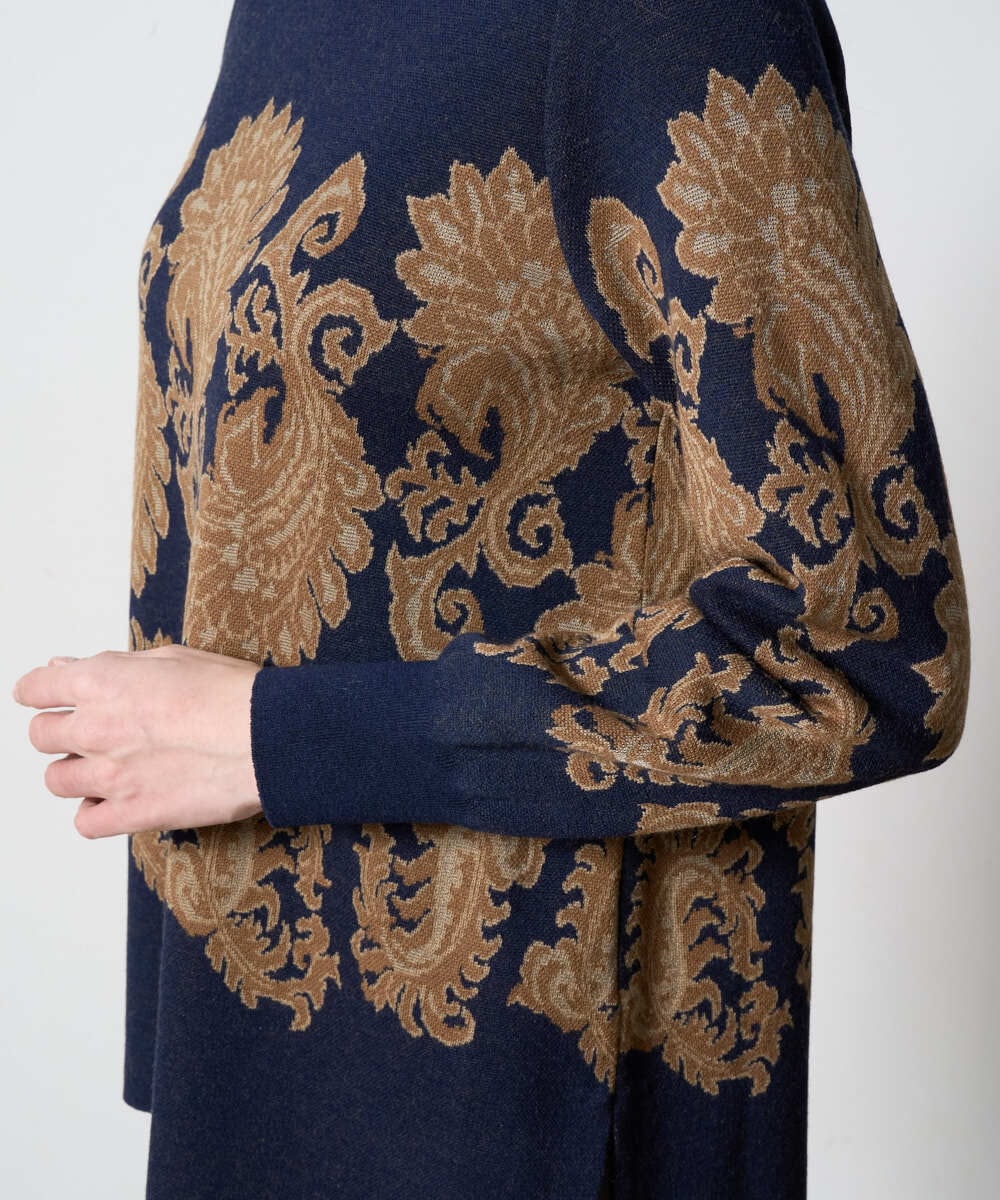 PRFAD45430 CHRISTIAN AUJARD(クリスチャン・オジャール) ペイズリージャガードニット ネイビー×ブラウン