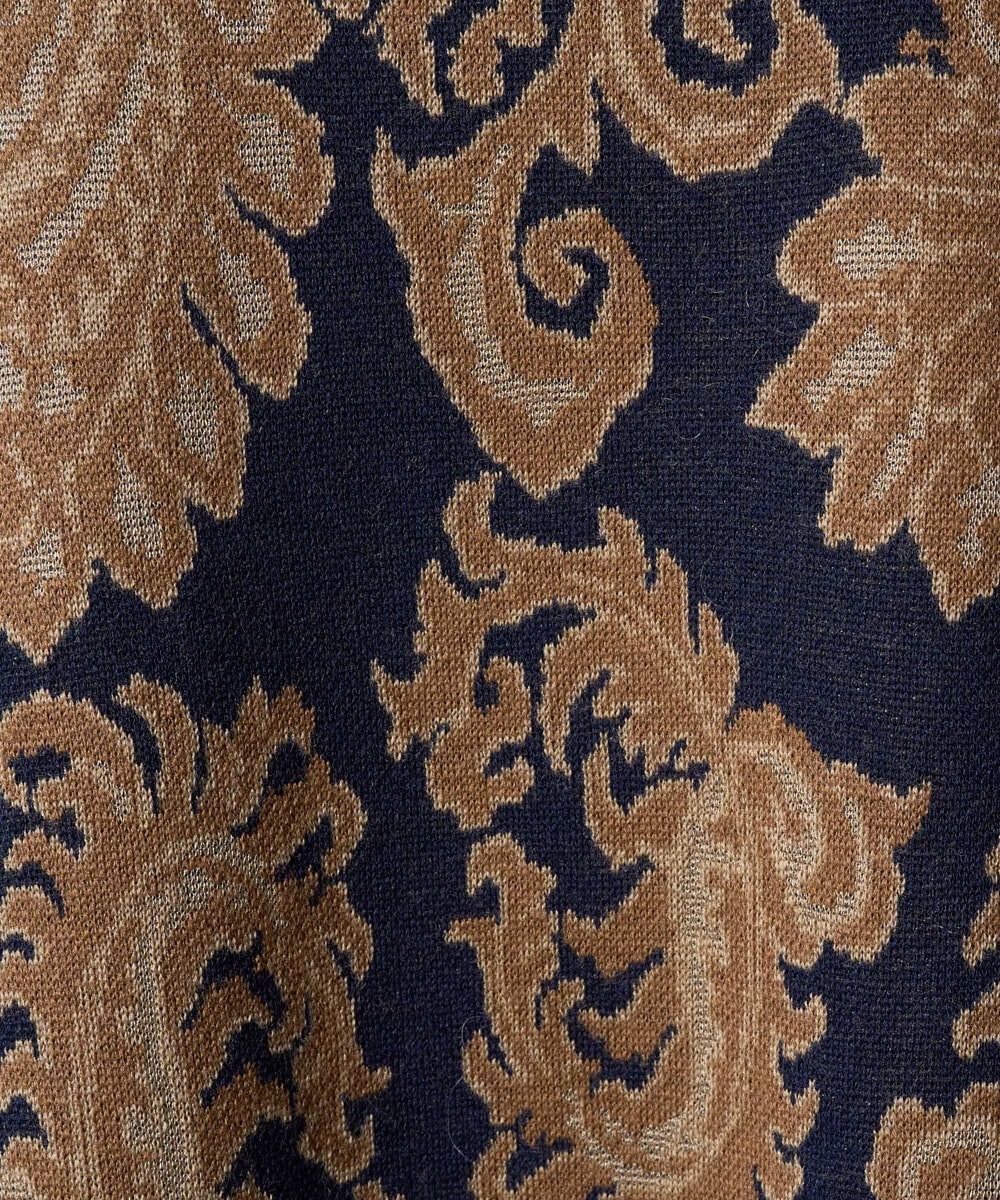 PRFAD45430 CHRISTIAN AUJARD(クリスチャン・オジャール) ペイズリージャガードニット ネイビー×ブラウン