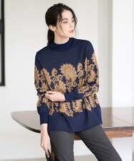 PRFAD45430 CHRISTIAN AUJARD(クリスチャン・オジャール) ペイズリージャガードニット ネイビー×ブラウン