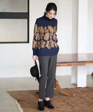 PRFAD45430 CHRISTIAN AUJARD(クリスチャン・オジャール) ペイズリージャガードニット ネイビー×ブラウン