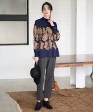 PRFAD45430 CHRISTIAN AUJARD(クリスチャン・オジャール) ペイズリージャガードニット ネイビー×ブラウン