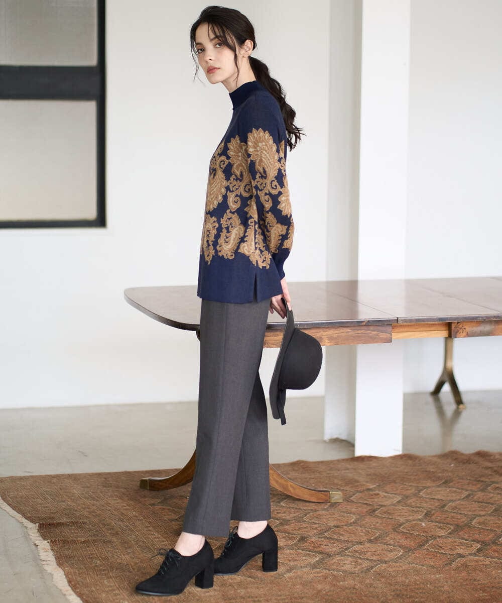 PRFAD45430 CHRISTIAN AUJARD(クリスチャン・オジャール) ペイズリージャガードニット ネイビー×ブラウン