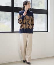 PRFAD45430 CHRISTIAN AUJARD(クリスチャン・オジャール) ペイズリージャガードニット ネイビー×ブラウン