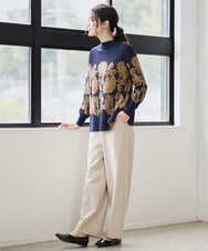 PRFAD45430 CHRISTIAN AUJARD(クリスチャン・オジャール) ペイズリージャガードニット ネイビー×ブラウン