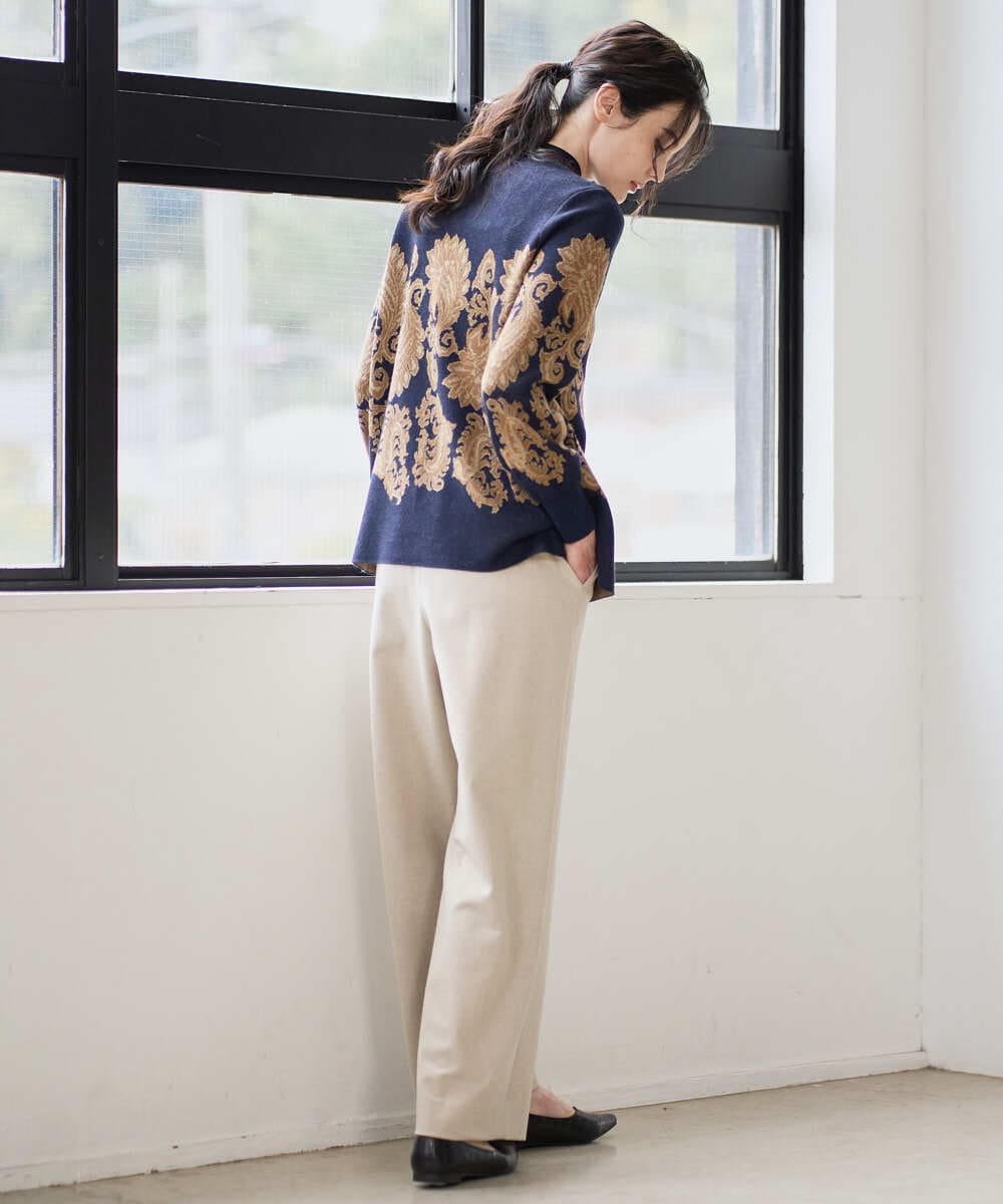 PRFAD45430 CHRISTIAN AUJARD(クリスチャン・オジャール) ペイズリージャガードニット ネイビー×ブラウン