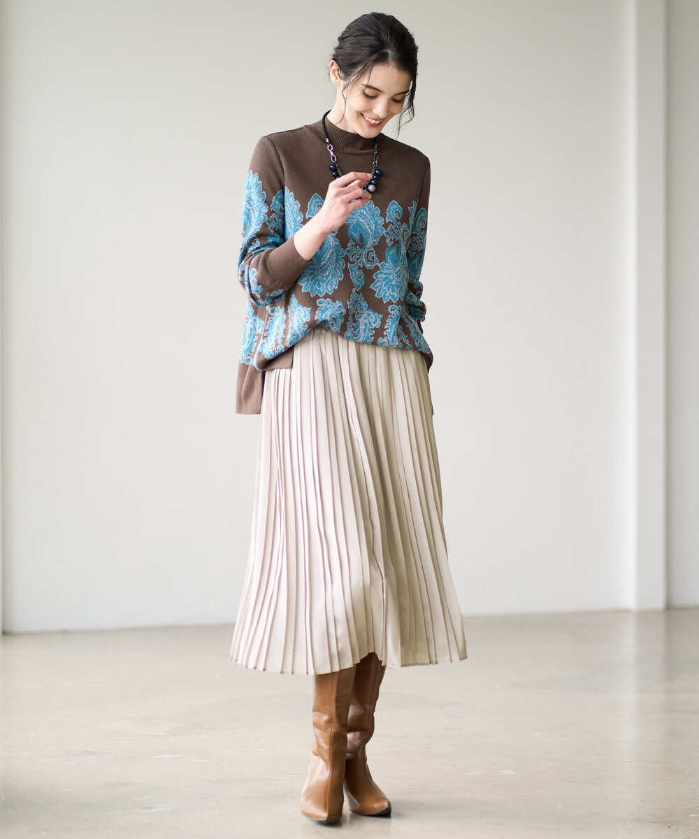 PRFAD45430 CHRISTIAN AUJARD(クリスチャン・オジャール) ペイズリージャガードニット ブラウン×ブルー