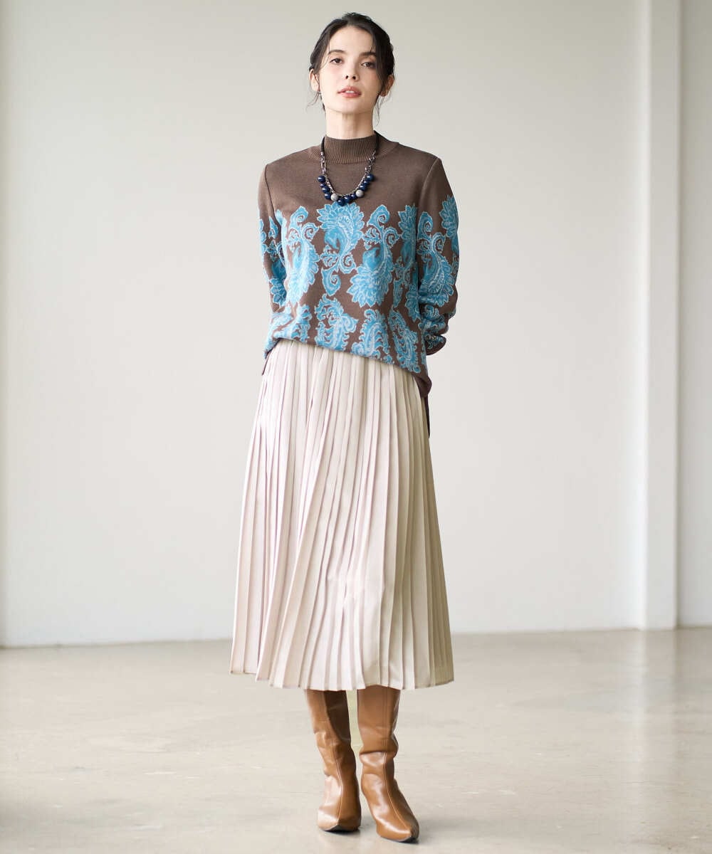 PRFAD45430 CHRISTIAN AUJARD(クリスチャン・オジャール) ペイズリージャガードニット ブラウン×ブルー