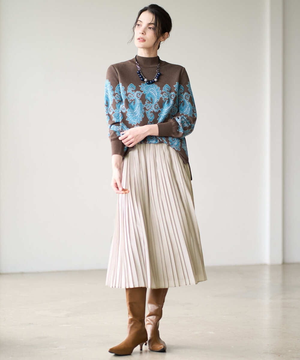 PRFAD45430 CHRISTIAN AUJARD(クリスチャン・オジャール) ペイズリージャガードニット ブラウン×ブルー