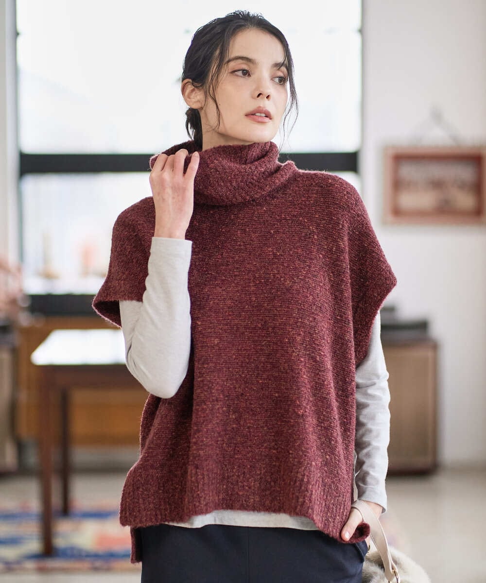 PRFAD46360 CHRISTIAN AUJARD(クリスチャン・オジャール) オフタートルニットベスト ボルドー