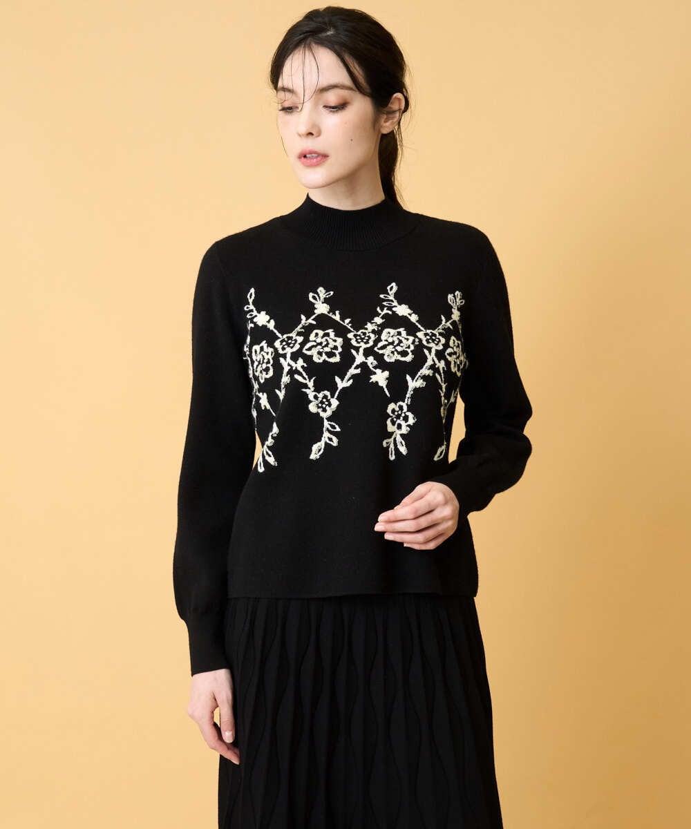 PRFCD02470 CHRISTIAN AUJARD(クリスチャン・オジャール) ジャガードニットプルオーバー ブラック