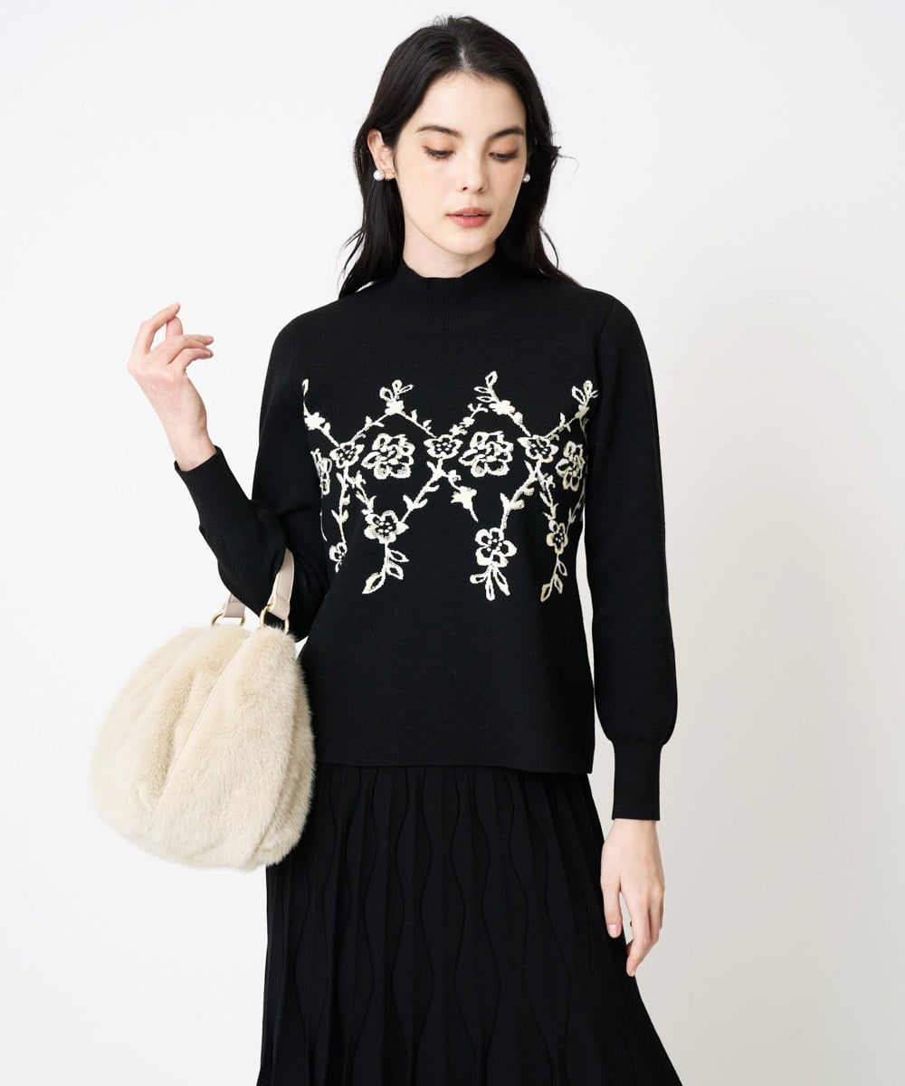 PRFCD02470 CHRISTIAN AUJARD(クリスチャン・オジャール) ジャガードニットプルオーバー ブラック