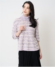 PRFCD05430 CHRISTIAN AUJARD(クリスチャン・オジャール) バスケットジャガードプルオーバーニット ラベンダー×アイボリー