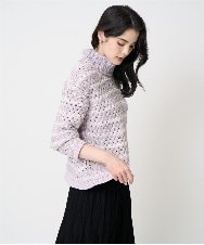 PRFCD05430 CHRISTIAN AUJARD(クリスチャン・オジャール) バスケットジャガードプルオーバーニット ラベンダー×アイボリー