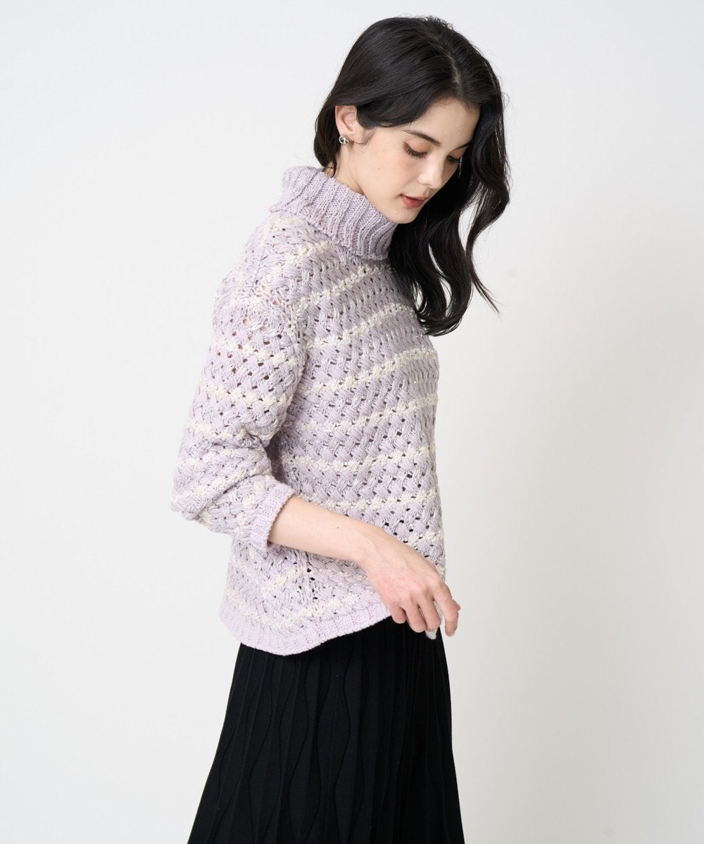 PRFCD05430 CHRISTIAN AUJARD(クリスチャン・オジャール) バスケットジャガードプルオーバーニット ラベンダー×アイボリー