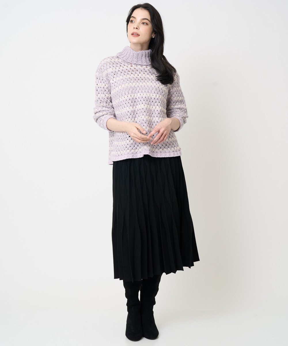 PRFCD05430 CHRISTIAN AUJARD(クリスチャン・オジャール) バスケットジャガードプルオーバーニット ラベンダー×アイボリー