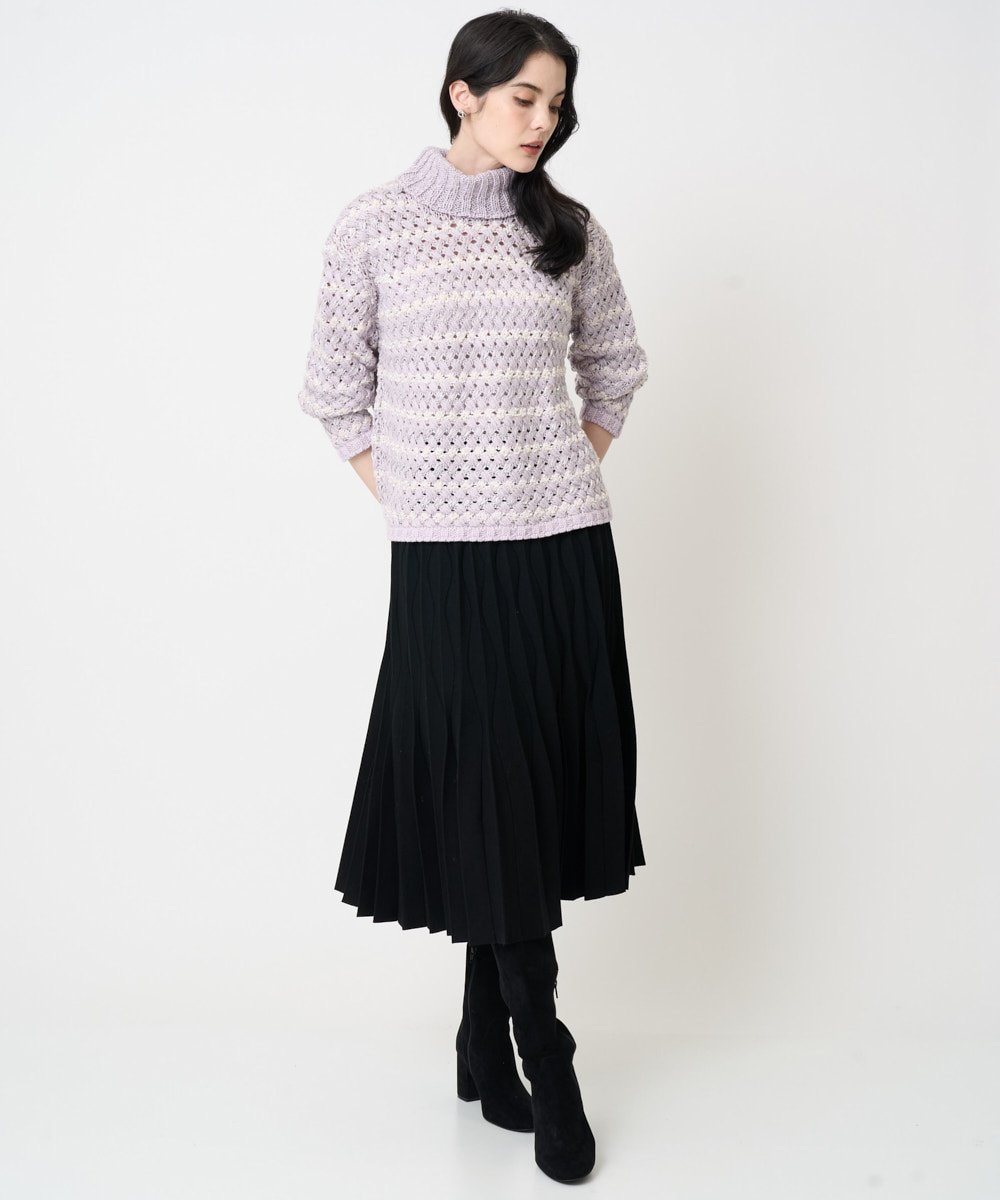 PRFCD05430 CHRISTIAN AUJARD(クリスチャン・オジャール) バスケットジャガードプルオーバーニット ラベンダー×アイボリー