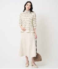 PRFCD05430 CHRISTIAN AUJARD(クリスチャン・オジャール) バスケットジャガードプルオーバーニット ベージュ×アイボリー