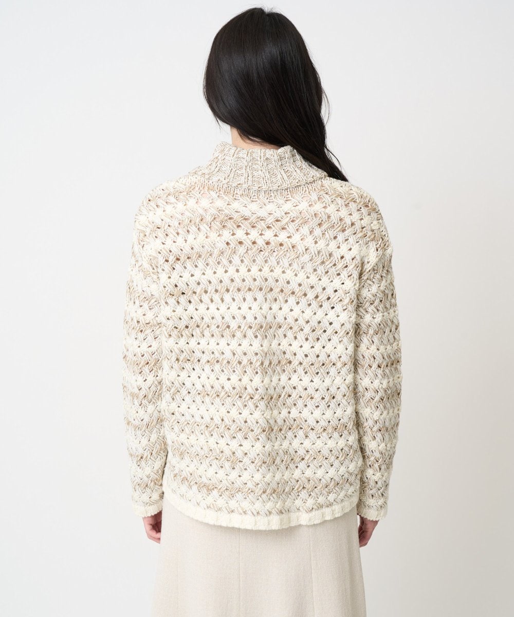 PRFCD05430 CHRISTIAN AUJARD(クリスチャン・オジャール) バスケットジャガードプルオーバーニット ベージュ×アイボリー