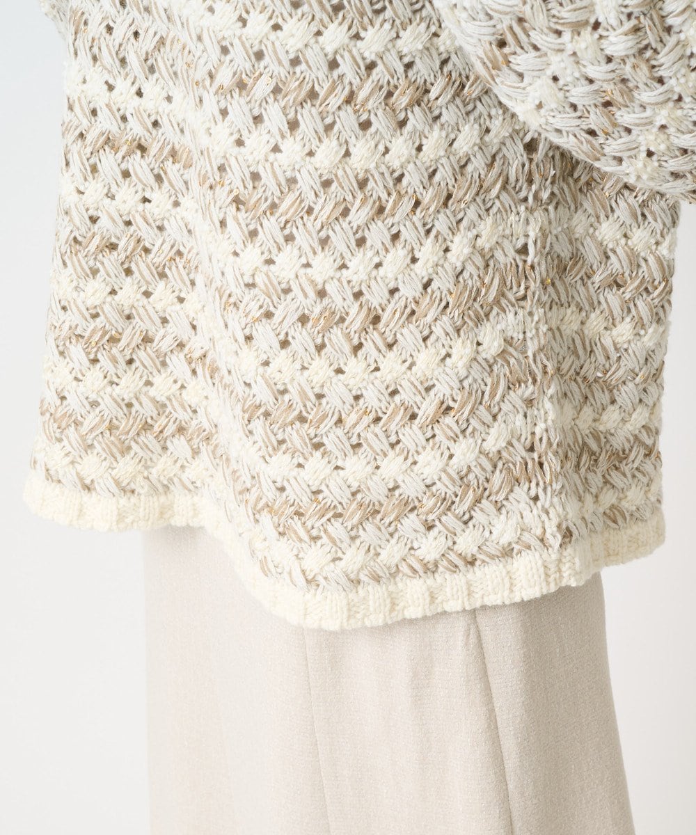 PRFCD05430 CHRISTIAN AUJARD(クリスチャン・オジャール) バスケットジャガードプルオーバーニット ベージュ×アイボリー