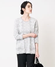 PRFCD08390 CHRISTIAN AUJARD(クリスチャン・オジャール) レーシージャガードニットプルオーバー ライトグレー