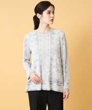 PRFCD08390 CHRISTIAN AUJARD(クリスチャン・オジャール) レーシージャガードニットプルオーバー ライトグレー