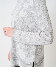 PRFCD08390 CHRISTIAN AUJARD(クリスチャン・オジャール) レーシージャガードニットプルオーバー ライトグレー