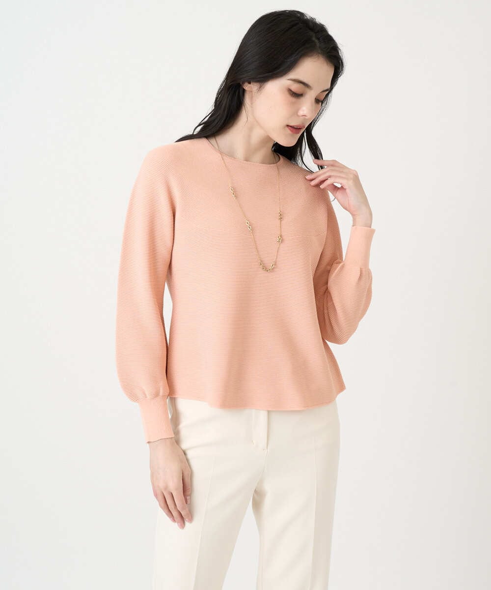 PRFEE02290 CHRISTIAN AUJARD(クリスチャン・オジャール) [アンサンブル対応]ホールガーメントニットプルオーバー サーモンピンク