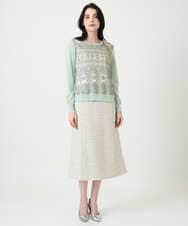 PRFEE03390 CHRISTIAN AUJARD(クリスチャン・オジャール) [アンサンブル対応]レーシーオーナメントプリントトップス グリーン系