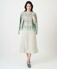 PRFEE03390 CHRISTIAN AUJARD(クリスチャン・オジャール) [アンサンブル対応]レーシーオーナメントプリントトップス グリーン系