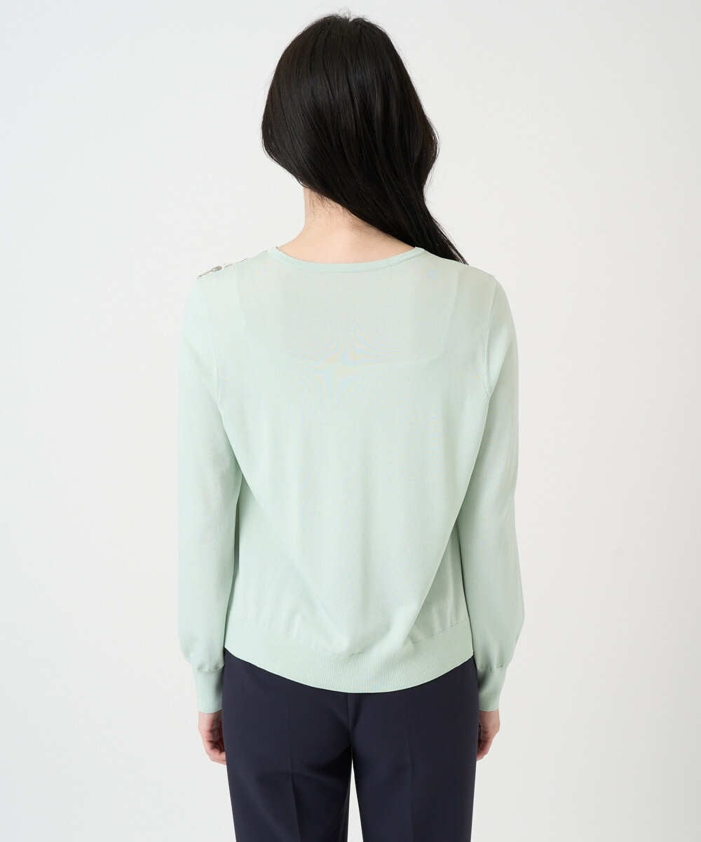 PRFEE03390 CHRISTIAN AUJARD(クリスチャン・オジャール) [アンサンブル対応]レーシーオーナメントプリントトップス グリーン系