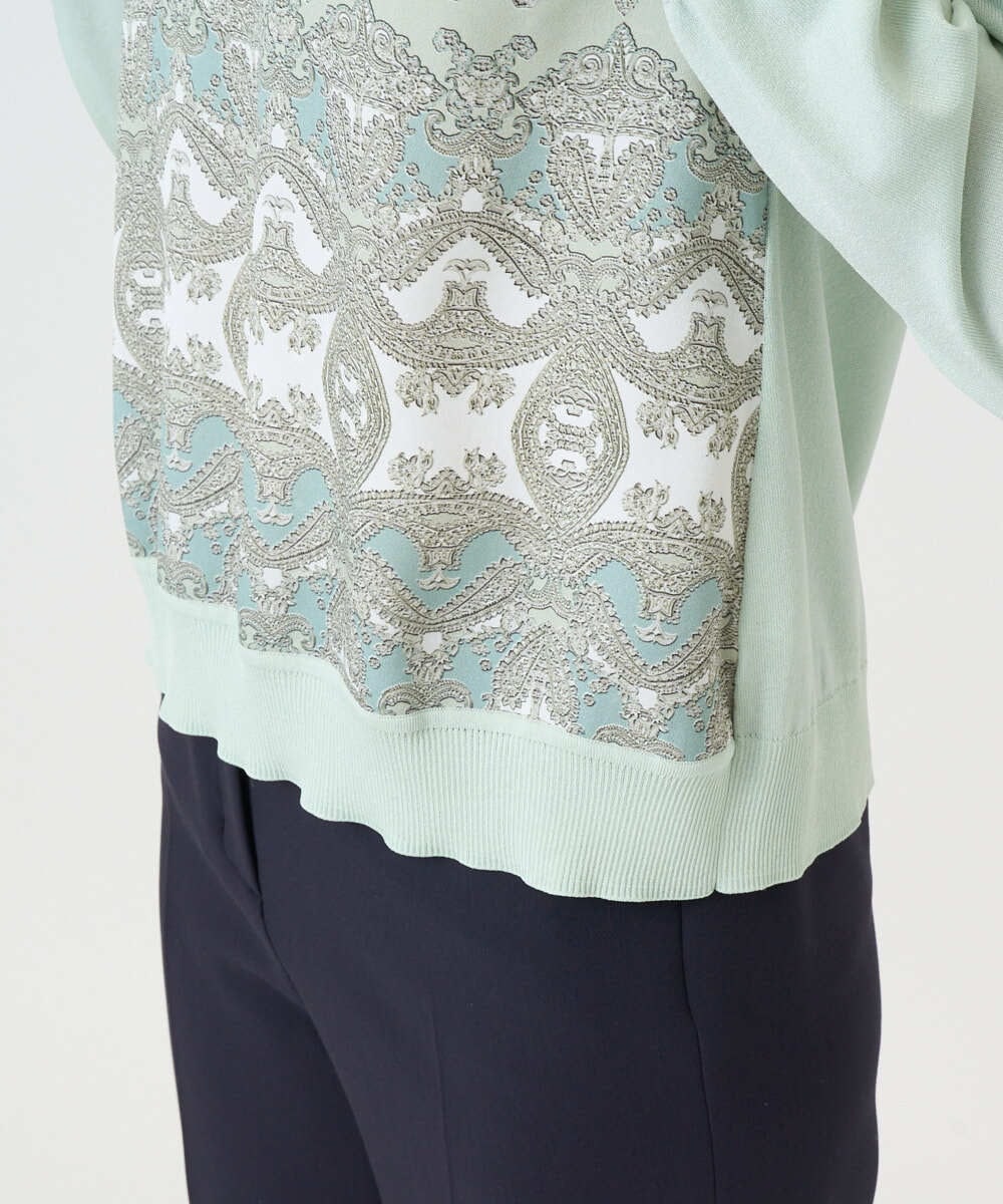 PRFEE03390 CHRISTIAN AUJARD(クリスチャン・オジャール) [アンサンブル対応]レーシーオーナメントプリントトップス グリーン系