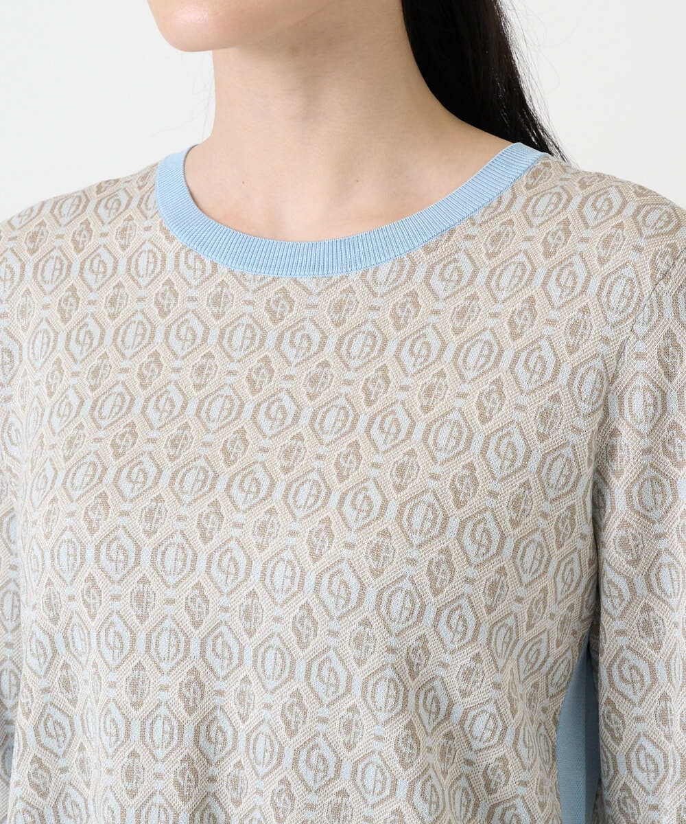 PRFEE13330 CHRISTIAN AUJARD(クリスチャン・オジャール) ジオメトリックジャカードニット ライトブルー