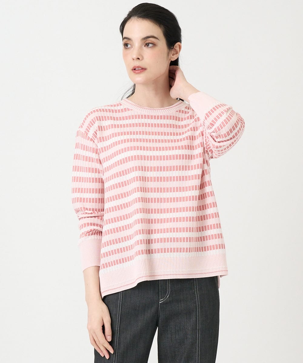 PRFEE20360 CHRISTIAN AUJARD(クリスチャン・オジャール) タックボーダーニットプルオーバー ピンク