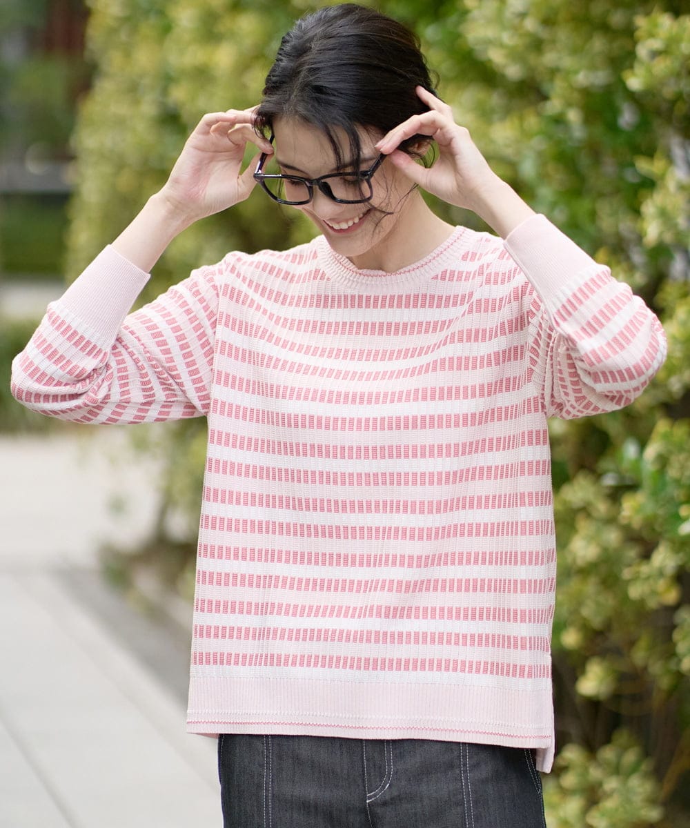 PRFEE20360 CHRISTIAN AUJARD(クリスチャン・オジャール) タックボーダーニットプルオーバー ピンク