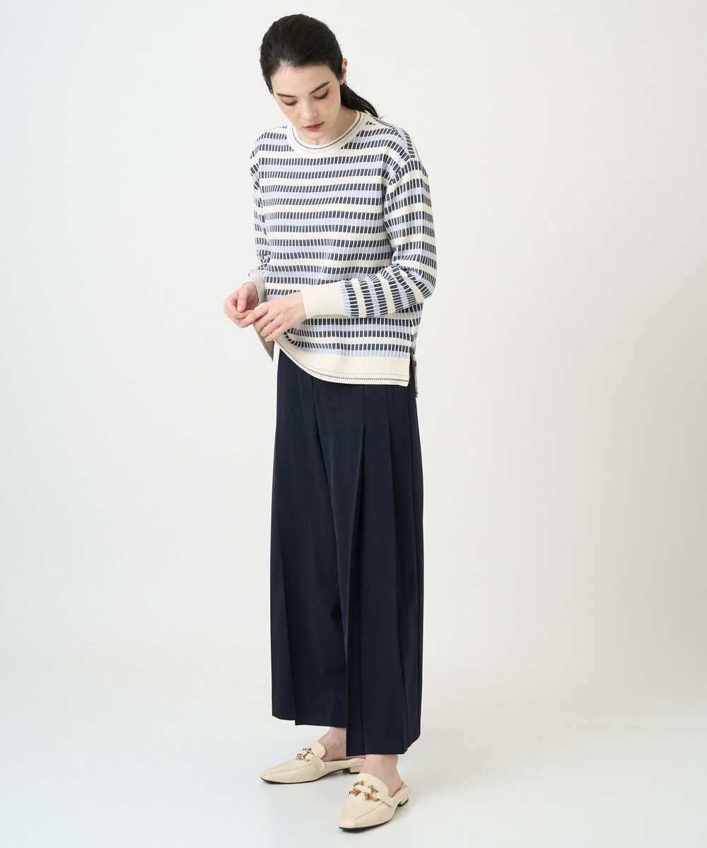 PRFEE20360 CHRISTIAN AUJARD(クリスチャン・オジャール) タックボーダーニットプルオーバー ネイビー