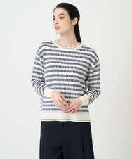 PRFEE20360 CHRISTIAN AUJARD(クリスチャン・オジャール) タックボーダーニットプルオーバー ネイビー