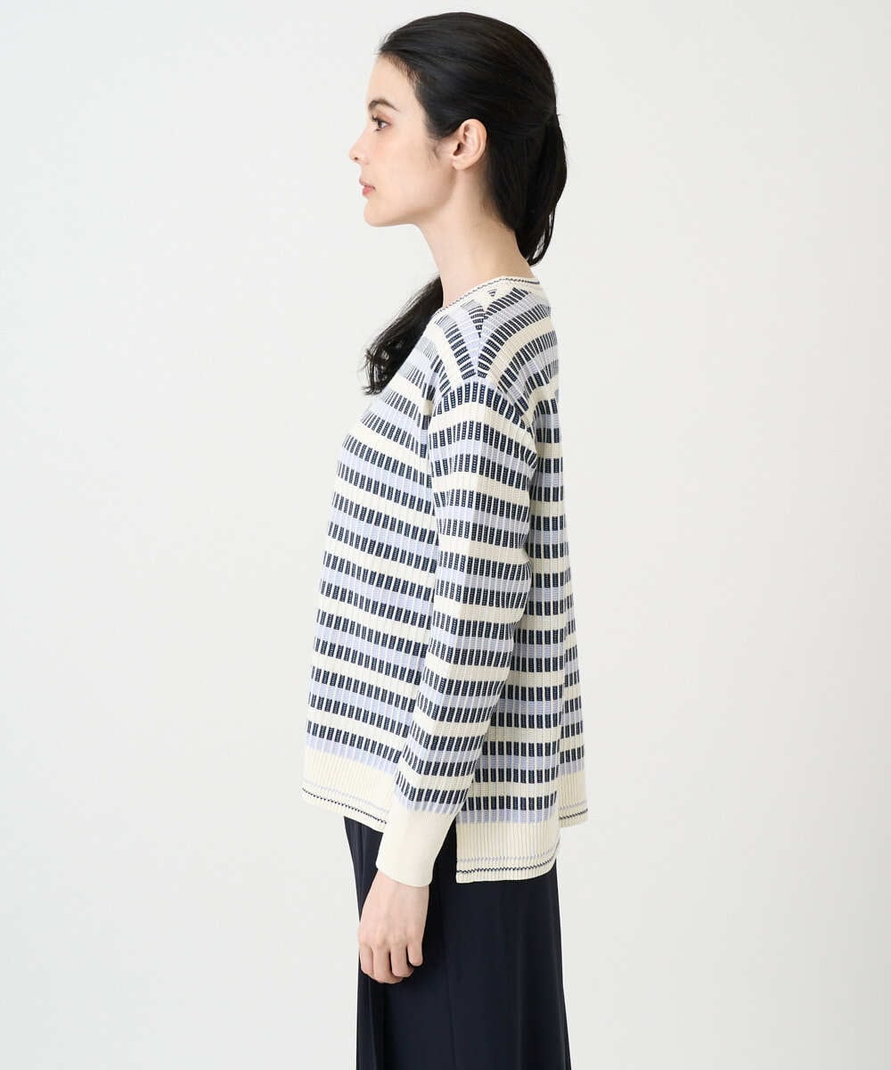 PRFEE20360 CHRISTIAN AUJARD(クリスチャン・オジャール) タックボーダーニットプルオーバー ネイビー