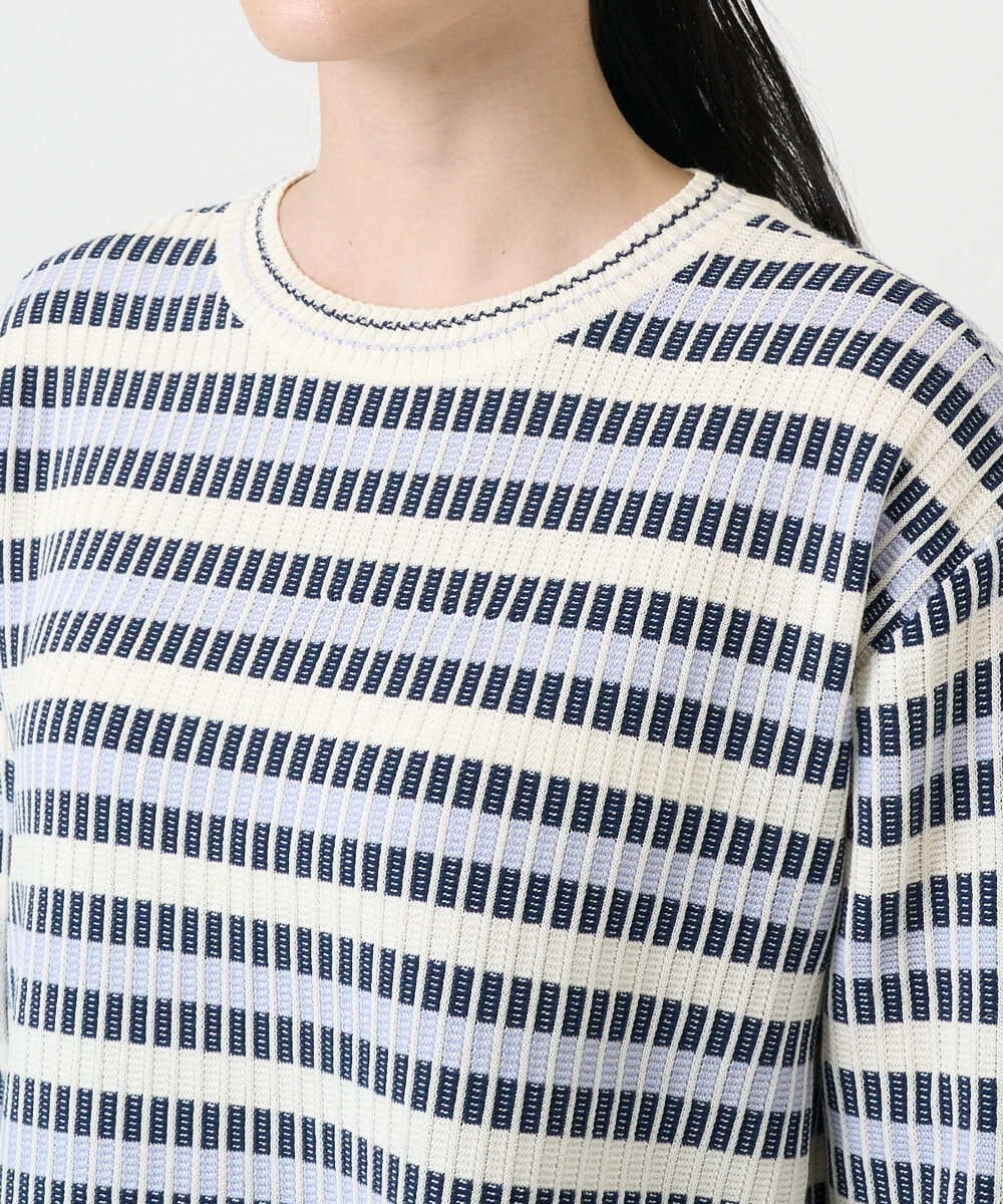 PRFEE20360 CHRISTIAN AUJARD(クリスチャン・オジャール) タックボーダーニットプルオーバー ネイビー