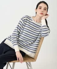 PRFEE20360 CHRISTIAN AUJARD(クリスチャン・オジャール) タックボーダーニットプルオーバー ネイビー