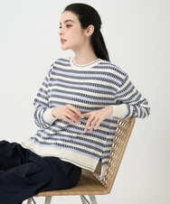 PRFEE20360 CHRISTIAN AUJARD(クリスチャン・オジャール) タックボーダーニットプルオーバー ネイビー