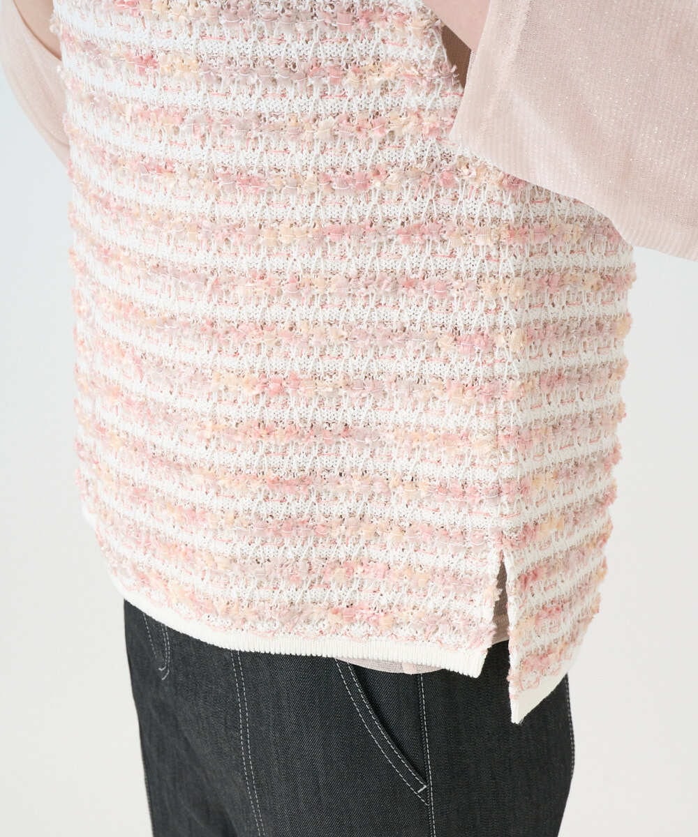 PRFEE21390 CHRISTIAN AUJARD(クリスチャン・オジャール) ファンシーツイードベスト ピンク