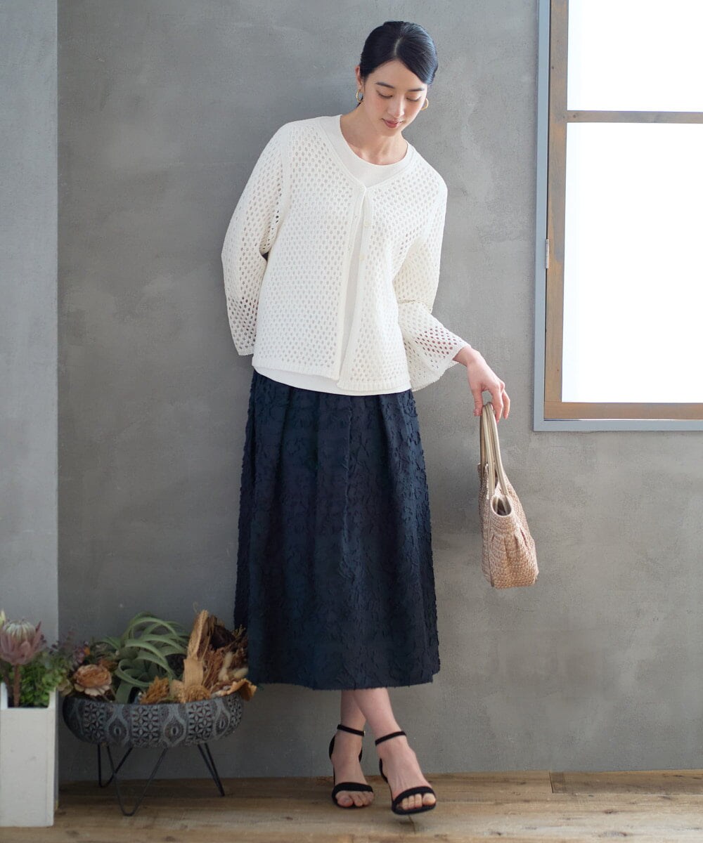 PRFGD22290 CHRISTIAN AUJARD(クリスチャン・オジャール) リネンライクホールガーメントニット ホワイト