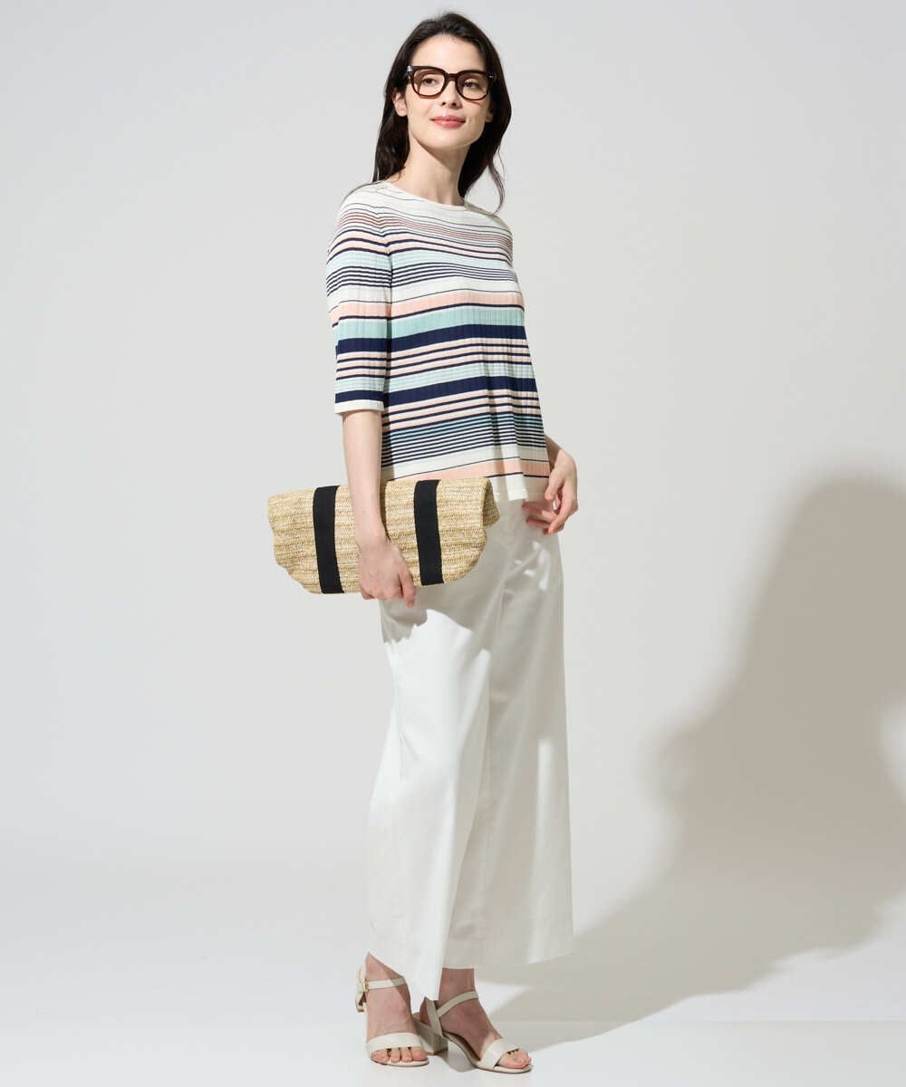 PRFGD27270 CHRISTIAN AUJARD(クリスチャン・オジャール) マルチボーダーニットプルオーバー ピンク系