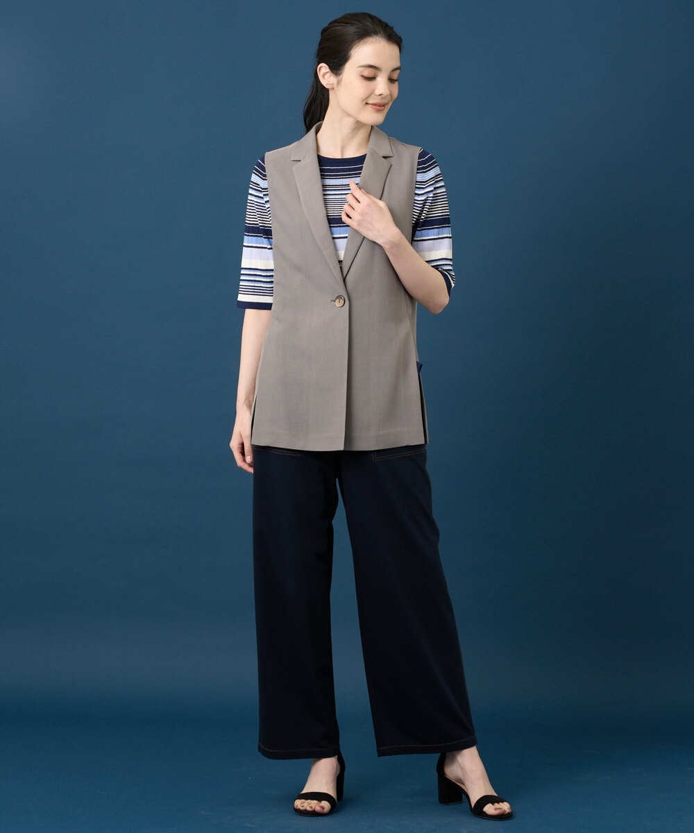 PRFGD27270 CHRISTIAN AUJARD(クリスチャン・オジャール) マルチボーダーニットプルオーバー ブルー系